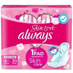 Always Skin Love Sanitary Pad With LARGE Sensitive Maxi Thick 30 Pcs
