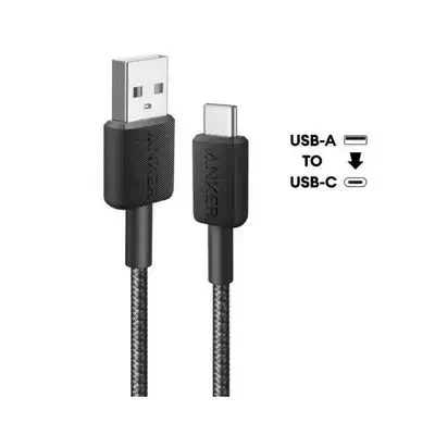 Anker 322 USB-A to USB-C Cable Fast Charging Braided (0.9m/3ft) – Black, A81H5H11