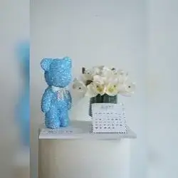 Blue Crystal Teddy, White Flowers & Calendar