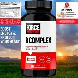 Force Factor Vitamin B Complex - Supports Energy, Vitality, Heart Health, Vitamin B1, Vitamin B2, Vitamin B3, Vitamin B6, Vitamin B12, Biotin, folate, 60 Capsules b complex