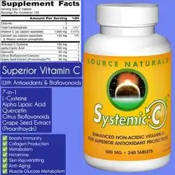 VITAMIN C, Systemic C, 500mg, with Alpha Lipoic Acid & L Cysteine, Quercetin, Calcium, Citrus Bioflavonoids, grape seed extract, Ultra Potent vitamin c, Skin Beauty, Immunity, Collagen Production, 240 Tablets vitamin c 