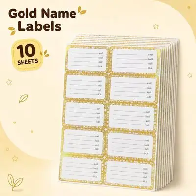 Book & Notebook Name Labels – 10 Sheets • 100 Stickers
