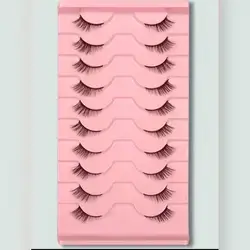 10pairs Cat Eye Natural Cross & Long Black False Eyelashes