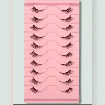10pairs Cat Eye Natural Cross & Long Black False Eyelashes