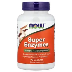 NOW Foods Supplements, Super Enzymes, Formulated with Bromelain, Ox Bile, Pancreatin and Papain, Super Enzymes, 90 Tablets