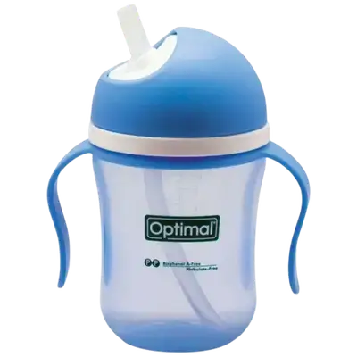 Swivel Head Drinking Bottle With Handle Easy Drinking Non-Spill Cup (3) 12M+ BLUE 220ml _ Optimal