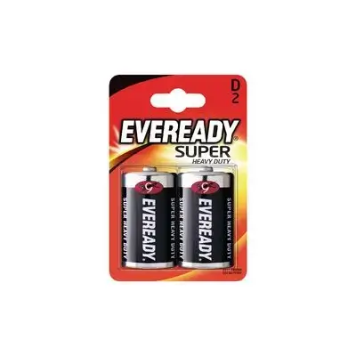 Eveready 1250 (R20) Super Heavy Duty D Battery, (Pack Of 2)