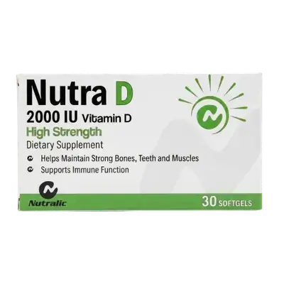 Nutra D (Vitamin D 2000IU) High Strength 30 Softgels _ Nutralic