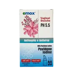 Vaginal Douch PH5.5 Antiseptic & Antiviral 10Amp×5ml With Application Bottle 120ml _ emox