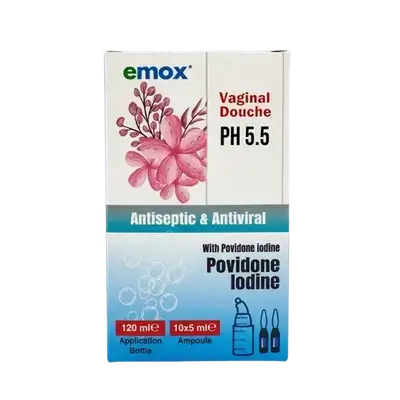 Vaginal Douch PH5.5 Antiseptic & Antiviral 10Amp×5ml With Application Bottle 120ml _ emox