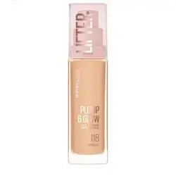 Maybelline New York Lifter Plump & Glow - Foundation - Plumps and Shines Instantly - Even, Lifted and Radiant Finish, Shade 118, 30 ml