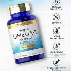 Carlyle Vegan Omega 3 Supplement | 1290 mg | 60 Softgels | Plant Based | Non-GMO & Gluten Free | from Algae Oil