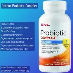 GNC Probiotic Complex, Daily Need Supplement, probiotics, Digestive and Immune Support, 1 Billion CFUs, 8 Clinically Studied Strains, one a day, probiotic, 100 caps Probiotics