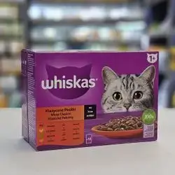 Whiskas For Adult Mix Tasty ( Beef , Chicken , Lamb , Poultry ) In Gravy 12 Bags