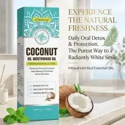 KÖRMESIC Coconut Oil Mouthwash oil with a free toothbrush and tongue scraper