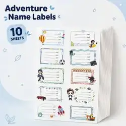 Book & Notebook Name Labels – 10 Sheets • 100 Stickers