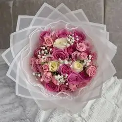 Mix Of Purple Rose & Pink Baby Rose Bouquet