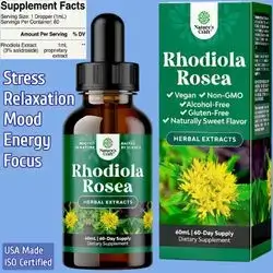 Natures Craft, Rhodiola Rosea Tincture, Liquid Rhodiola Supplement, Rhodiola, for Stress Energy and Mood Support, 3% Salidrosides Rosea Extract, Alcohol-Free, 60 Days Supply, 60ml Rhodiola