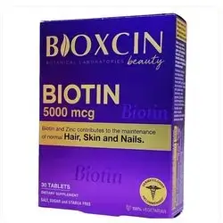 bioxcin beauty biotin 5000mcg biotin and zinc contributes to the maintenance of normal HAIR,SKIN,NAIL 30 tablets