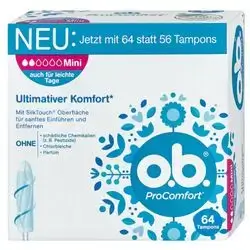 o.b. Tampons ProComfort Mini, 64 St//سدادات قطنية صغيرة بروكومفورت، 64 قطعة