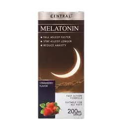 Melatonin 5mg Fast Action Formula with B6 5mg Syrup Strawberry Flavor 200ml _ CENTRAL