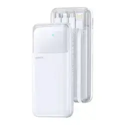 REMAX FCP-1 10000mAh Power Bank LED Digital Display 20W + 22.5W Fast Charging Mobile Charger Built-In Cable - White