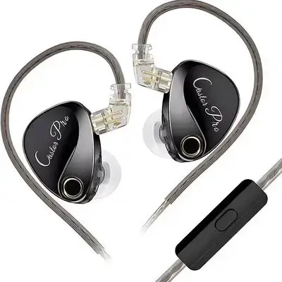 KZ Castor Pro IEM Headphone, Dual 10mm Dynamic Driver 3.5mm Plug AUX (Black)