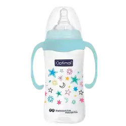 Anti-Colic Wide Round Silicone Nipple 6+ Months Medium Flow BLUE 300ml OPB-1031(B) _ Optimal