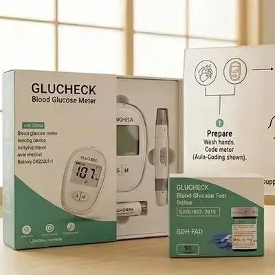 GLUCHECK Blood Glucose Meter with Test Strips (100 Strips / 2 Packs)
