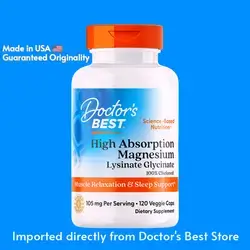 Doctor’s Best High Absorption Magnesium Glycinate Lysinate Supplement - 100% Chelated for Maximum Absorption - Magnesium for Sleep and Muscle Relaxation - 200 Mg Per Serving - 120 Tablets