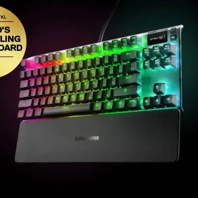 SteelSeries Apex Pro TKL HyperMagnetic Gaming Keyboard - Adjustable Actuation - Esports Tenkeyless - OLED Screen - RGB - PBT Keycaps - USB-C