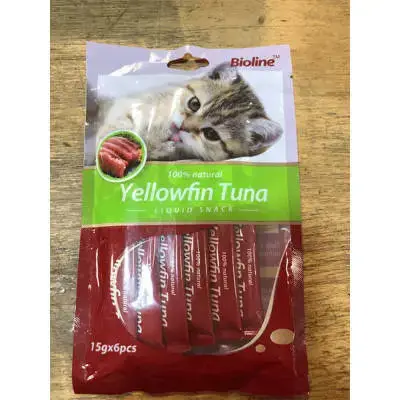Bioline Snack In Pasta Yellowfin Tuna 15g. 6 pcs. 2327