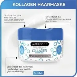 Morfose Collagen Hair Mask 500 ml - Intensive Care for Dry & Brittle Hair - With Collagen for Shine, Smoothness & Elasticity - Reduces Hair Breakage & Hair Loss