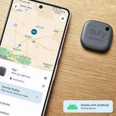 eufy SmartTrack Link (Black, 1-Pack), Works with Andriod Find My Device, Bluetooth Tracker, Perfect for Keys, Baggage, and Suitcase, Water Resistant, 1-Year Replaceable Battery