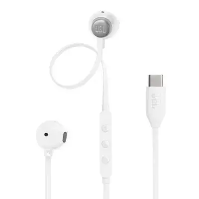 JBL Tune 305 C Hi-Res Wired Earbuds with Microphone White
