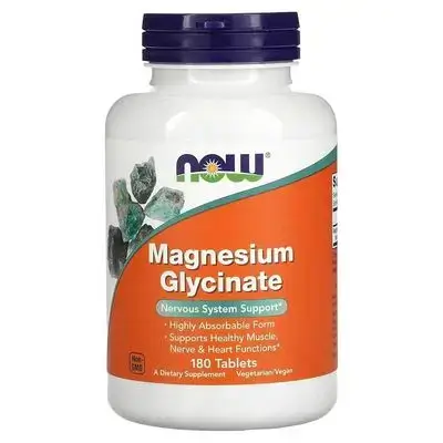 جلايسينات المغنيسيوم عالية الامتصاص 100 ملغ ، 180 قرص//NOW Foods Supplements, Magnesium Glycinate 100 mg, Highly Absorbable Form, 180 Tablets