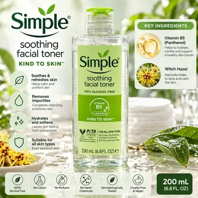 Simple Soothing Facial Toner – Vitamin B5 & Witch Hazel – 200 mL