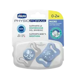 PHYSIOFORMA Micro Light And Small Silicone Pacifier 0-2m Blue 2 Pcs _ Chicco