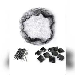 10pcs Women Solid Hollow Out Fashionable Hair Bun Net + Baby pins For Daily Life