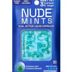 Nude Mints Dual Action Liquid, Peppermint, 30 Capsules