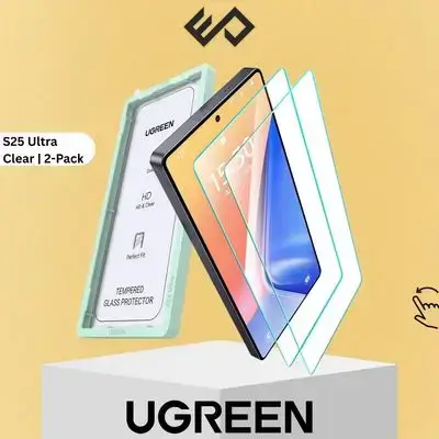 UGREEN 9H Tempered Glass Screen Protector for Samsung Galaxy S25 Ultra – 2-Pack Ultra HD, Case-Friendly, Military-Grade Protection