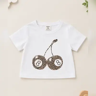 SHEIN Toddler Leopard Cherry Graphic Tee - 6-9 Months