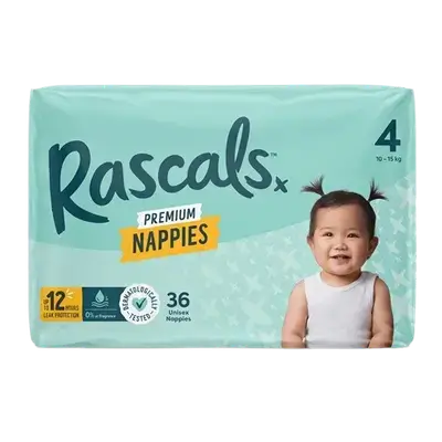 Rascals Premium Baby Tape Diapers Size 4 10-15 Kg 36 Count