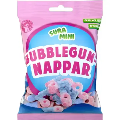 Nappar Bubblegum Sour Mini 70g – Colorful, Tangy & Vegan