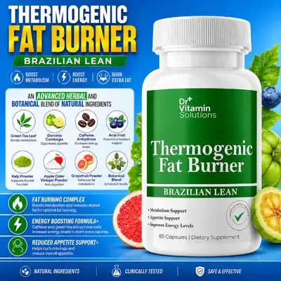 Thermogenic Fat Burner, Brazilian Lean, Weight Loss Support, Men & Women, Waist Trimmer, reduces Bloating, boosts metabolism & energy, Natural & Plant-Based, Caffeine, Green Tea, 60 Caps fat burner 