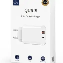 Wiwu fast charger 20W 2-in-1 1 year warrante