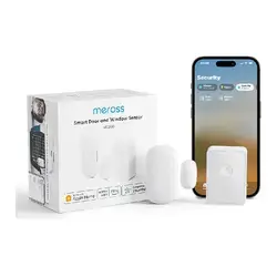 Meross Smart Door Window Sensor, Mini Contact Sensor for Security and Home Automation, WiFi Alarm System, Real-Time Alert, Works with HomeKit, Alexa, Google, SmartThings, Meross Hub Included Start Kit