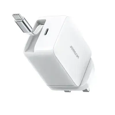 JOYROOM 67W GaN Charger with Retractable Cable UK-White
