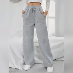 Jouncy Women Solid Color Wide Leg Casual Sweatpants - Large
