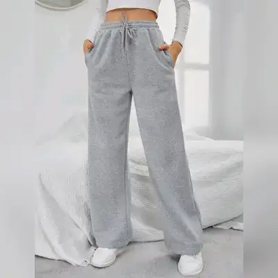 Jouncy Women Solid Color Wide Leg Casual Sweatpants - Large